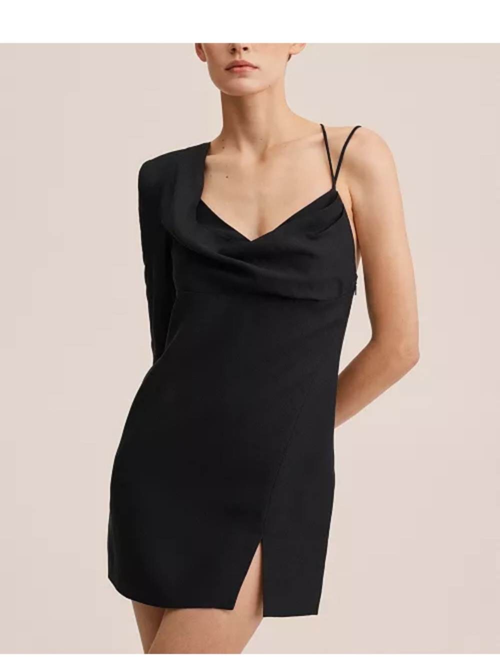 Mango Women's Asymmetric Neckline mini Dress black NWT size US 4/UK8